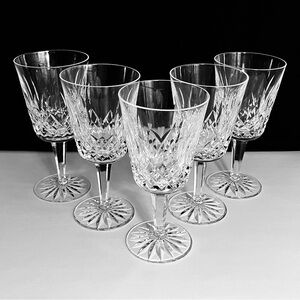 5 WATERFORD LISMORE Water Glasses / FINE IRISH CRYSTAL / All Hand Cut / USED